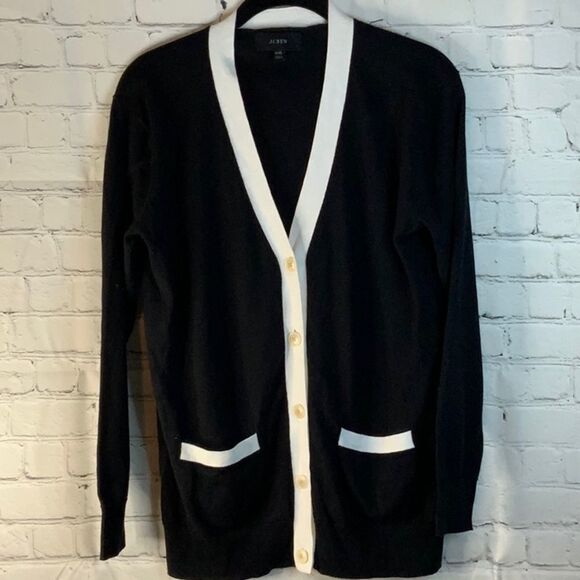 J. Crew Black and White Women’s Sweater, Size xxs, Button up Black and White - Picture 1 of 6